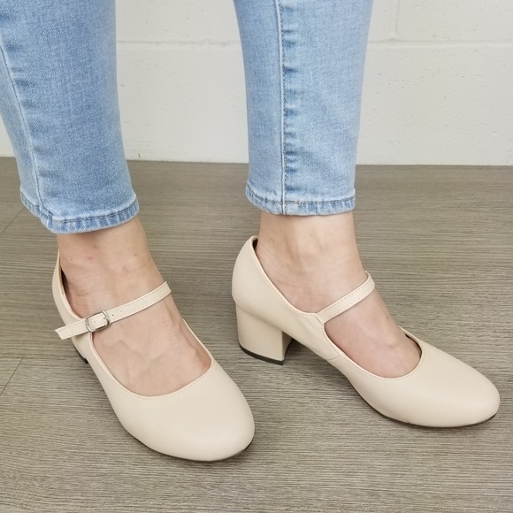 Block Heel Vintage Rockabilly Style Pumps - Picture 5 of 8